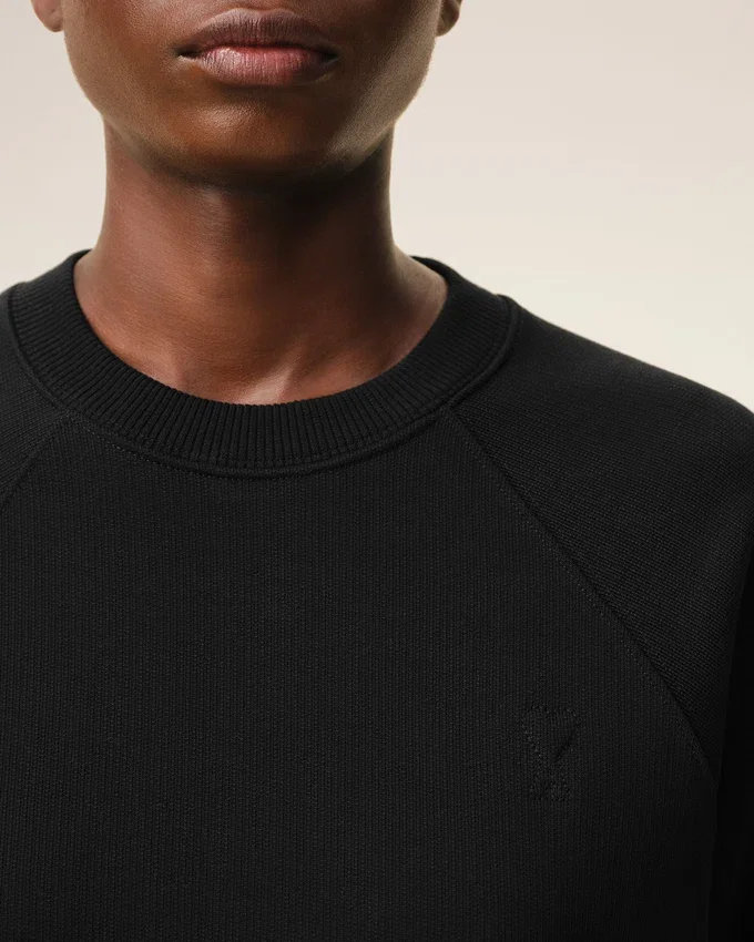 Black Cotton Embossed Ami De Coeur Sweatshirt Black Cotton Embossed Ami De Coeur Sweatshirt
