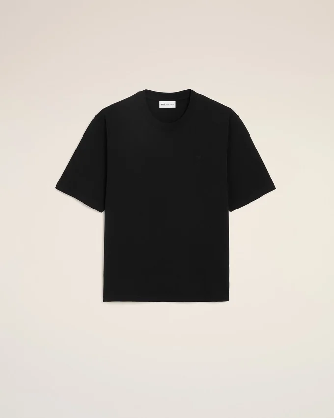 Black Cotton Embossed Ami De Coeur T-Shirt Black Cotton Embossed Ami De Coeur T-Shirt