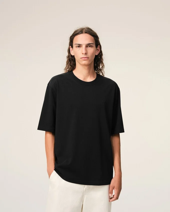 Black Cotton Embossed Ami De Coeur T-Shirt Black Cotton Embossed Ami De Coeur T-Shirt