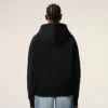Black Cotton Embossed Ami De Coeur Zipped Hoodie