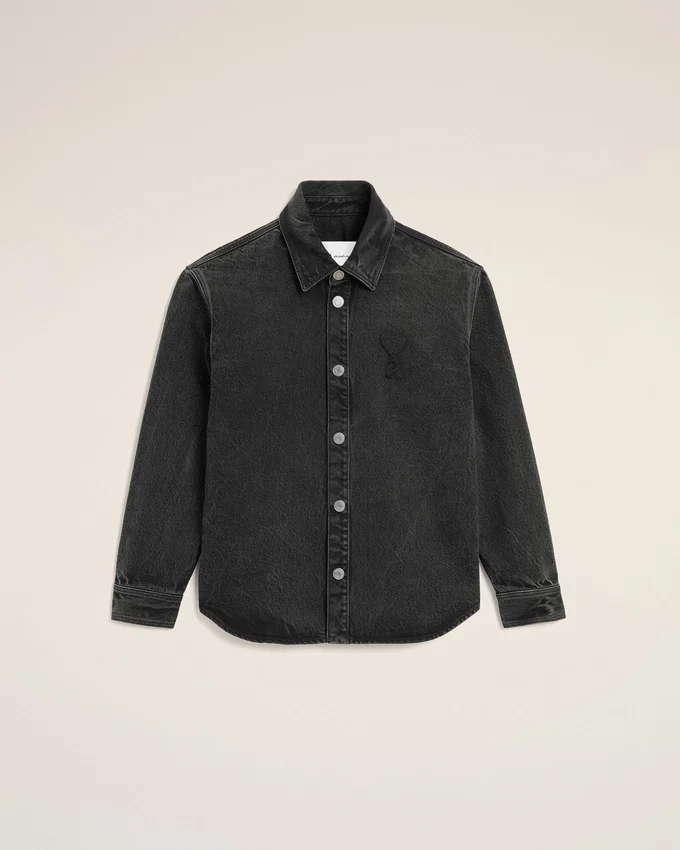 Black Cotton Knitted Ami De Coeur Overshirt Black Cotton Knitted Ami De Coeur Overshirt