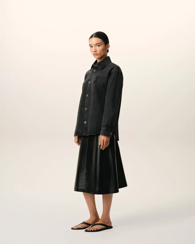 Black Cotton Knitted Ami De Coeur Overshirt Black Cotton Knitted Ami De Coeur Overshirt