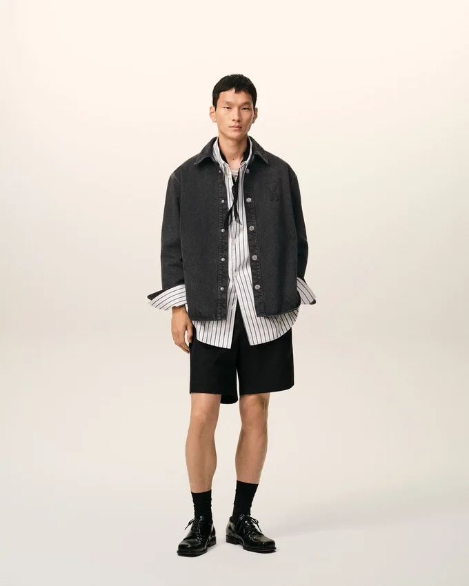 Black Cotton Knitted Ami De Coeur Overshirt Black Cotton Knitted Ami De Coeur Overshirt