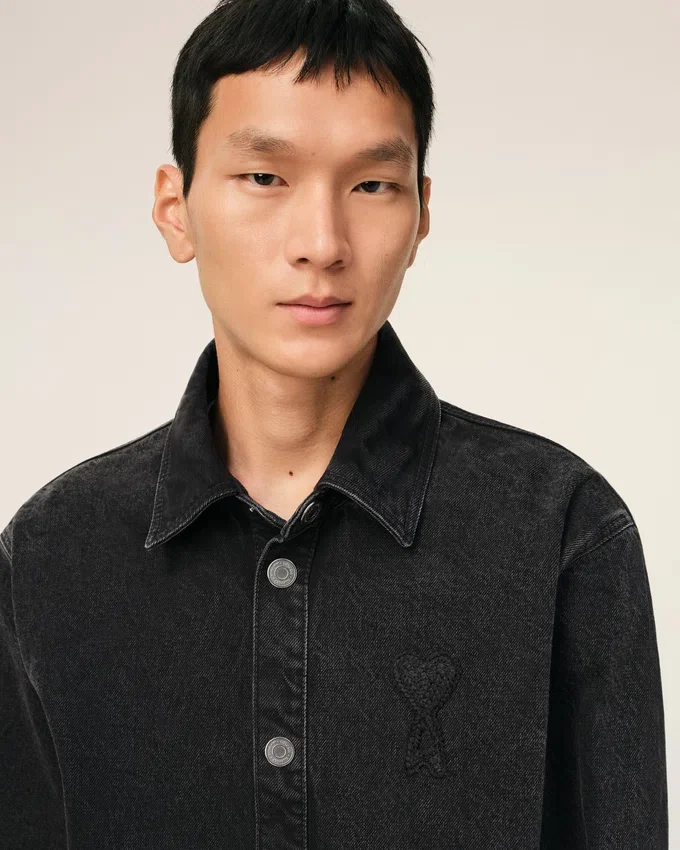 Black Cotton Knitted Ami De Coeur Overshirt Black Cotton Knitted Ami De Coeur Overshirt