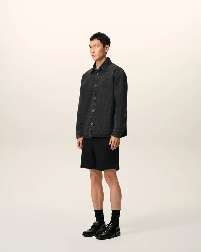 Black Cotton Knitted Ami De Coeur Overshirt Black Cotton Knitted Ami De Coeur Overshirt