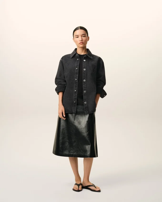 Black Cotton Knitted Ami De Coeur Overshirt Black Cotton Knitted Ami De Coeur Overshirt
