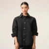 Black Cotton Knitted Ami De Coeur Overshirt Black Cotton Knitted Ami De Coeur Overshirt