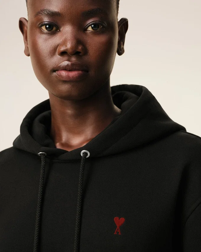Black Cotton Red Ami De Coeur Hoodie Black Cotton Red Ami De Coeur Hoodie