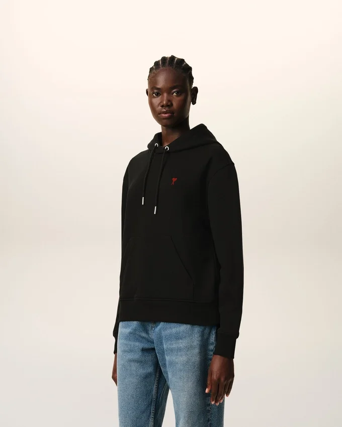 Black Cotton Red Ami De Coeur Hoodie Black Cotton Red Ami De Coeur Hoodie