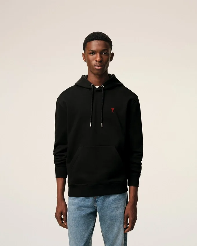 Black Cotton Red Ami De Coeur Hoodie Black Cotton Red Ami De Coeur Hoodie