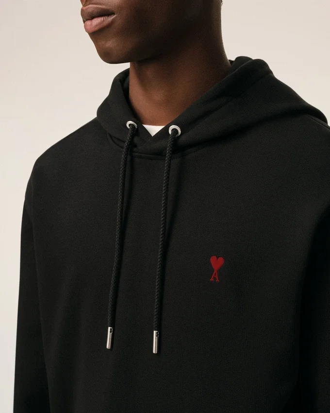 Black Cotton Red Ami De Coeur Hoodie Black Cotton Red Ami De Coeur Hoodie