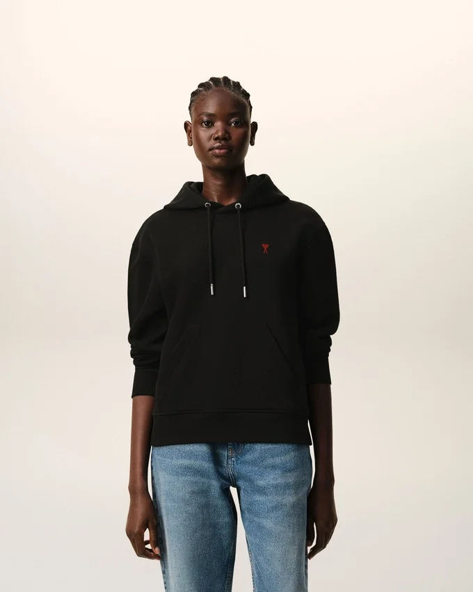 Black Cotton Red Ami De Coeur Hoodie Black Cotton Red Ami De Coeur Hoodie