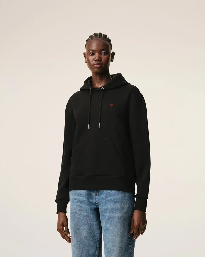 Black Cotton Red Ami De Coeur Hoodie Black Cotton Red Ami De Coeur Hoodie