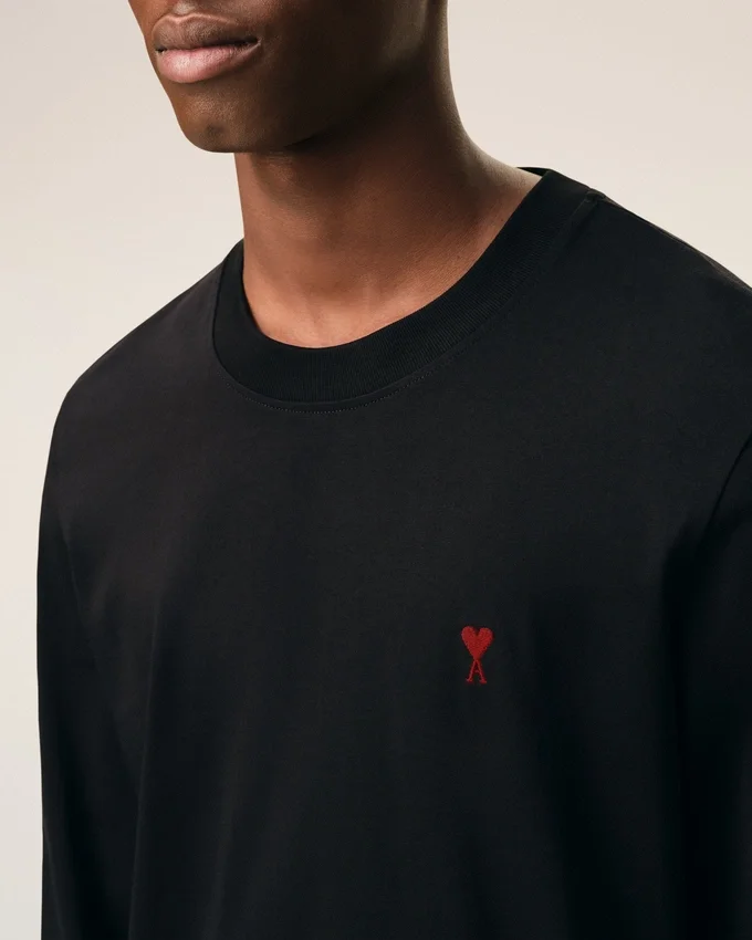 Black Cotton Red Ami De Coeur Longlseeves Tshirt Black Cotton Red Ami De Coeur Longlseeves Tshirt