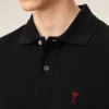 Black Cotton Red Ami De Coeur Polo Shirt