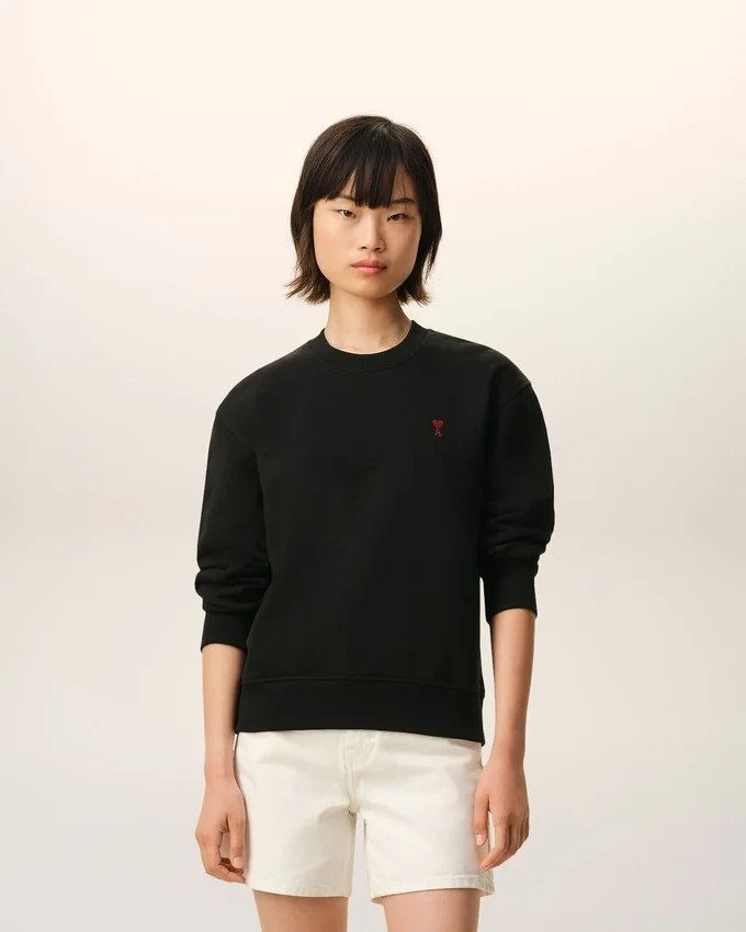 Black Cotton Red Ami De Coeur Sweatshirt Black Cotton Red Ami De Coeur Sweatshirt