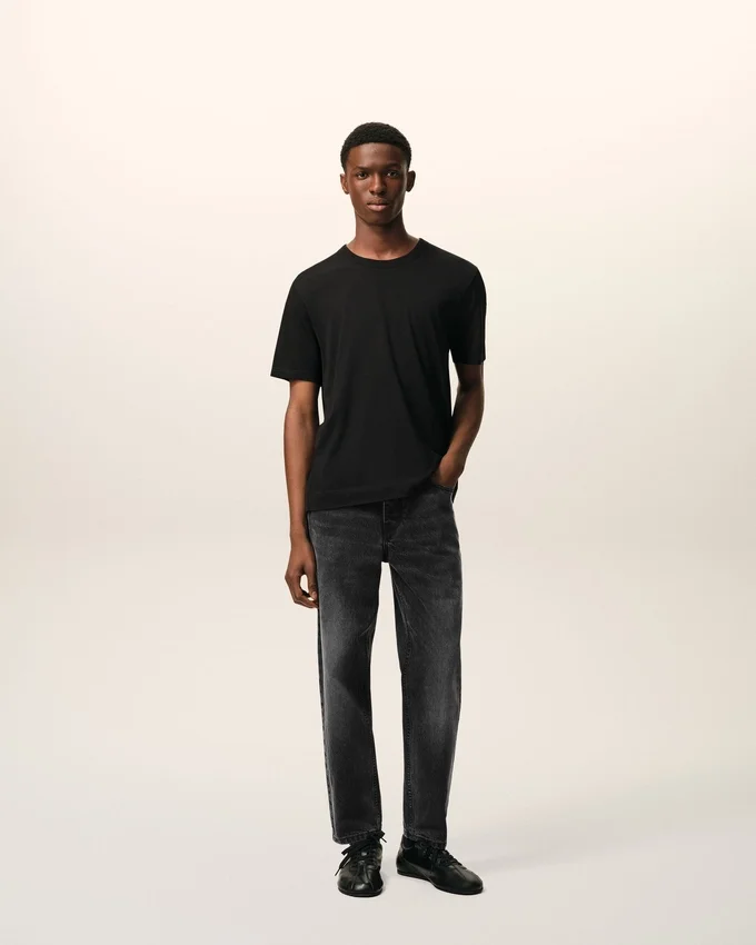 Black Cotton Tapered Fit Jeans Black Cotton Tapered Fit Jeans