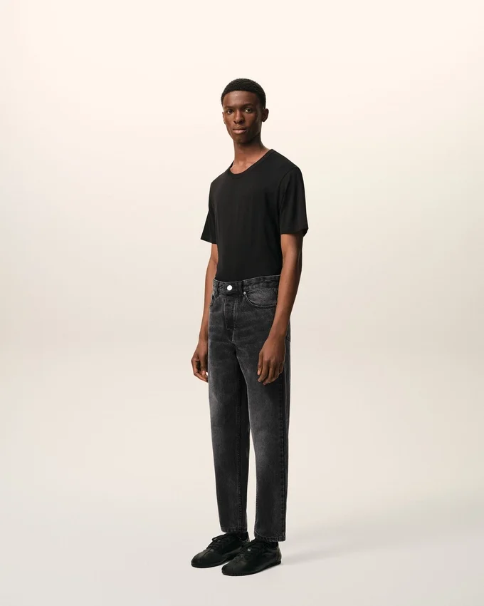 Black Cotton Tapered Fit Jeans Black Cotton Tapered Fit Jeans