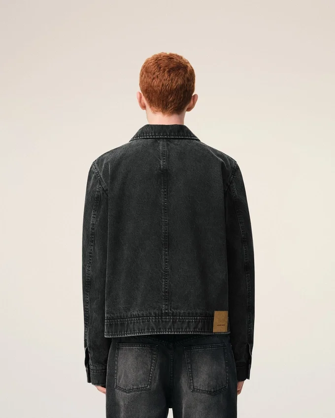 Black Cotton Tonal Ami De Coeur Zipped Jacket Black Cotton Tonal Ami De Coeur Zipped Jacket