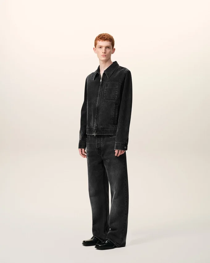 Black Cotton Tonal Ami De Coeur Zipped Jacket Black Cotton Tonal Ami De Coeur Zipped Jacket