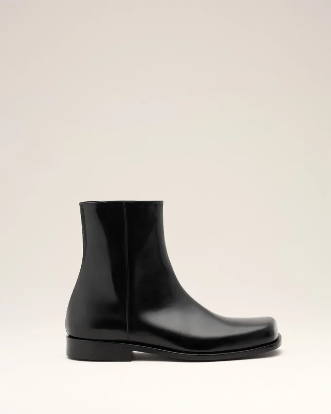 Black Cow Leather Ankle Boots Black Cow Leather Ankle Boots