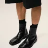 Black Cow Leather Ankle Boots Black Cow Leather Ankle Boots