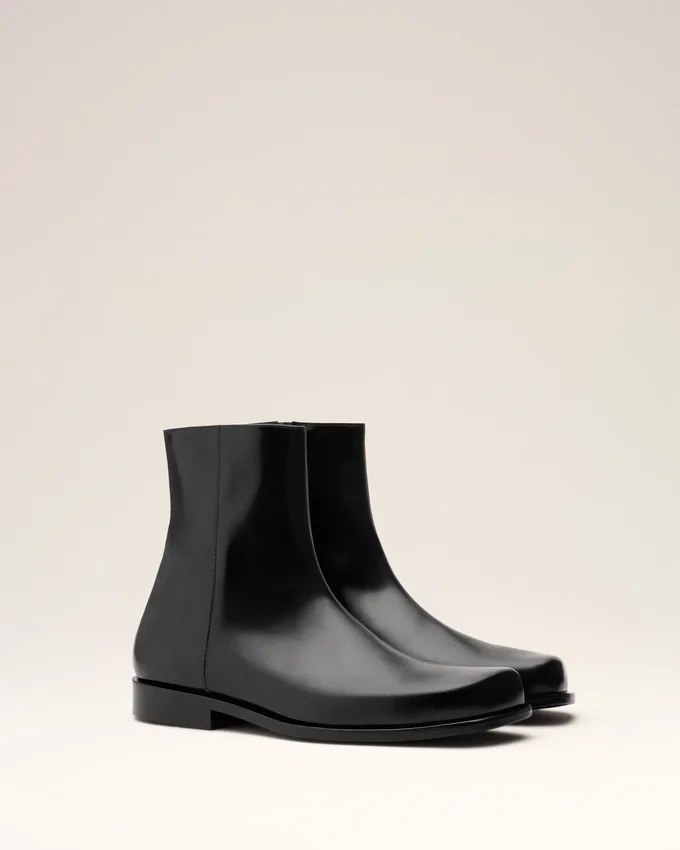 Black Cow Leather Ankle Boots Black Cow Leather Ankle Boots
