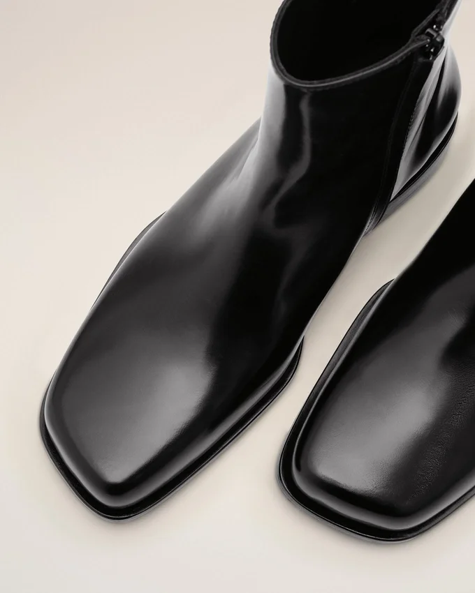 Black Cow Leather Ankle Boots Black Cow Leather Ankle Boots