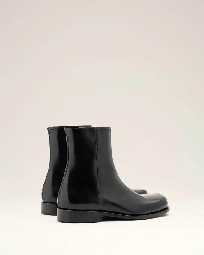 Black Cow Leather Ankle Boots Black Cow Leather Ankle Boots
