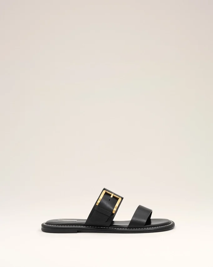 Black Cow Leather Buckle Sandals Black Cow Leather Buckle Sandals