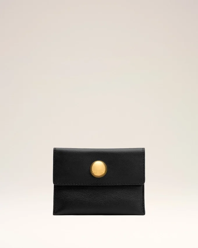 Black Cow Leather Carrousel Folded Card Holder Black Cow Leather Carrousel Folded Card Holder