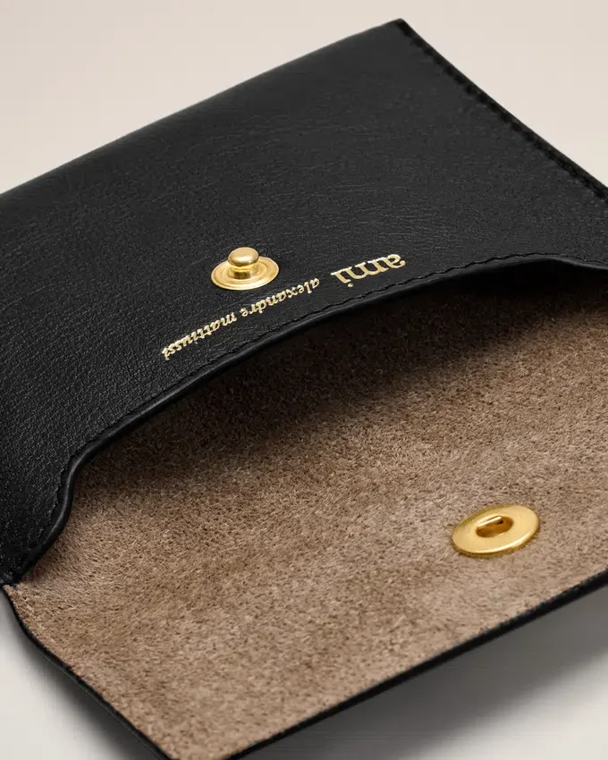 Black Cow Leather Carrousel Folded Card Holder Black Cow Leather Carrousel Folded Card Holder