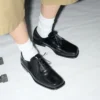 Black Cow Leather Derbies Shoes