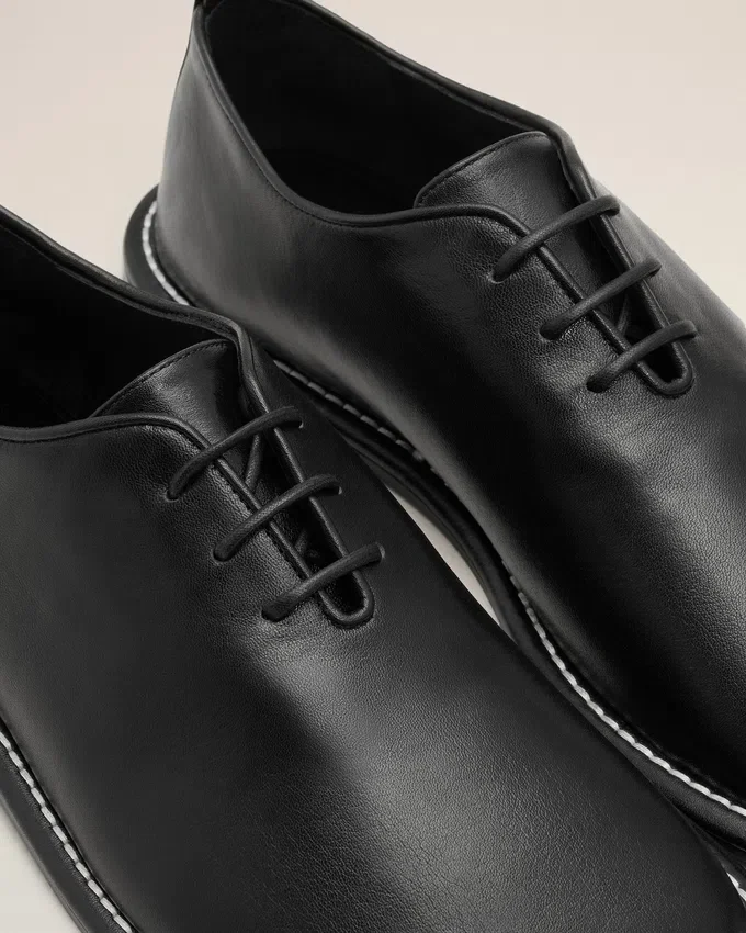 Black Cow Leather Midi Derbies Shoes Black Cow Leather Midi Derbies Shoes