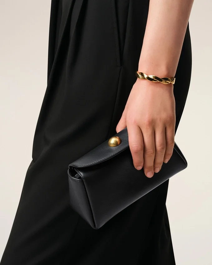 Black Cow Leather Mini Carrousel Bag Black Cow Leather Mini Carrousel Bag