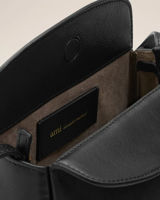 Black Cow Leather Mini Carrousel Bag Black Cow Leather Mini Carrousel Bag