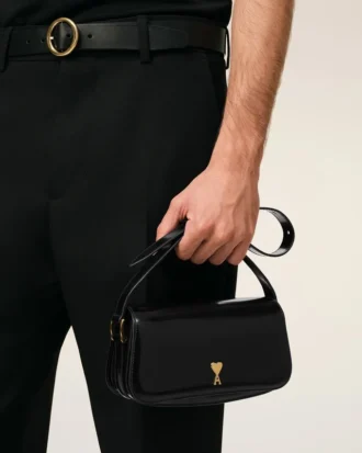 Black Cow Leather Shoulder Paris Paris Bag