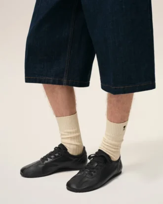 Black Cow Leather Soft Sneakers