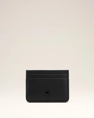 Black Cowhide Leather Ami De Coeur Card Holder