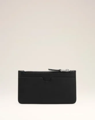 Black Cowhide Leather Ami De Coeur Zipped Card Holder