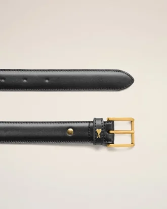 Black Cowhide Leather Paris Paris Belt