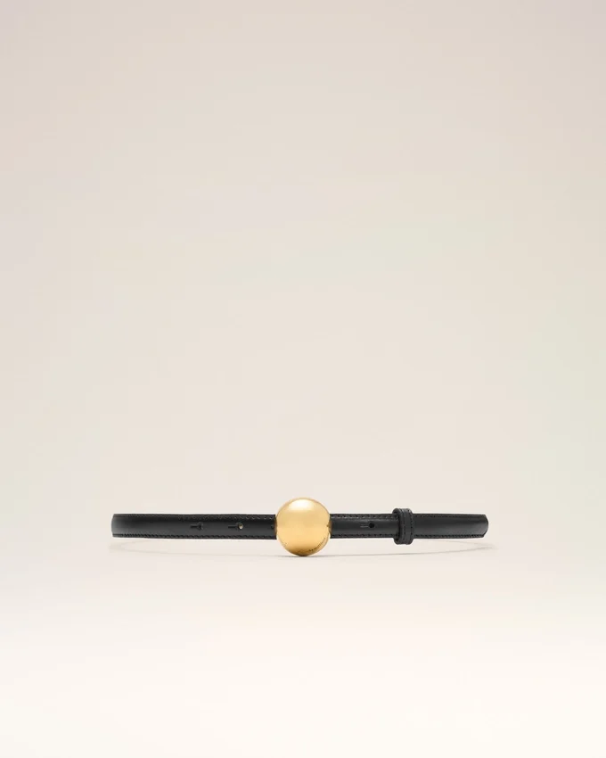 Black Cowhide Leather Thin Belt Black Cowhide Leather Thin Belt