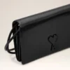 Black Cowhide Leather Voulez-Vous Wallet on Strap