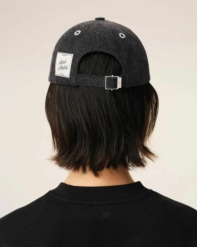Black Denim Ami Paris Side Patch Cap Black Denim Ami Paris Side Patch Cap