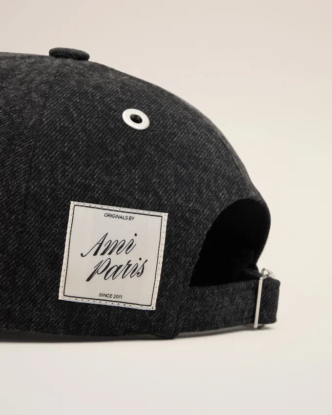 Black Denim Ami Paris Side Patch Cap Black Denim Ami Paris Side Patch Cap