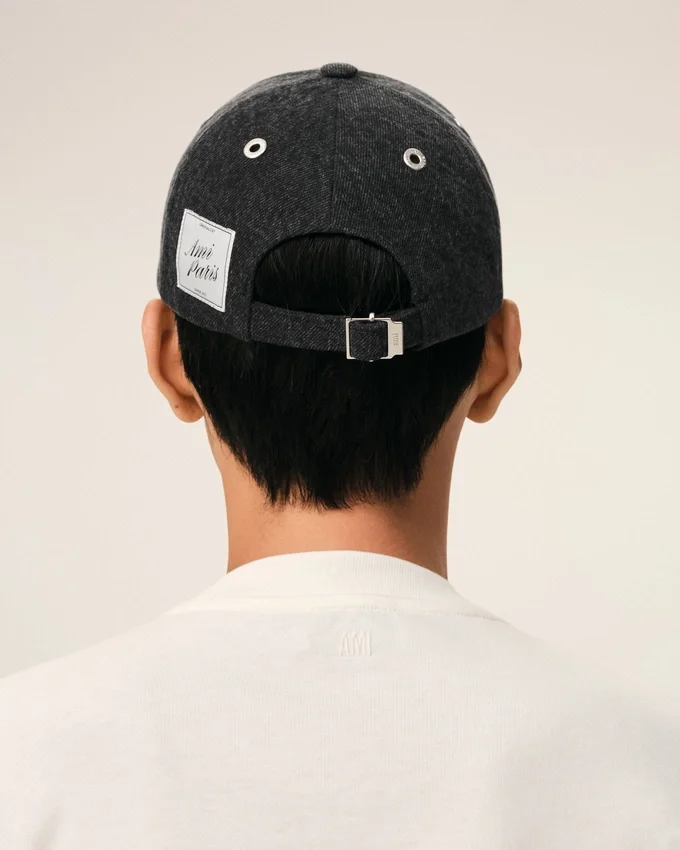 Black Denim Ami Paris Side Patch Cap Black Denim Ami Paris Side Patch Cap