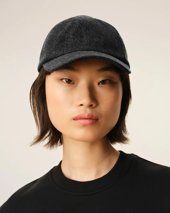 Black Denim Ami Paris Side Patch Cap Black Denim Ami Paris Side Patch Cap
