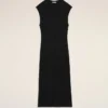 Black Jersey Sleeveless Fitted Long  Dress