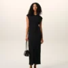 Black Jersey Sleeveless Fitted Long  Dress