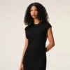 Black Jersey Sleeveless Fitted Long  Dress